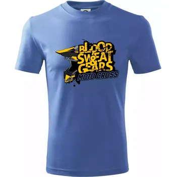 Chlapecké tričko Motocross blood sweat gears - Tričko dětské bavlněné - 98 cm / 2 roky ( Azurově modrá )