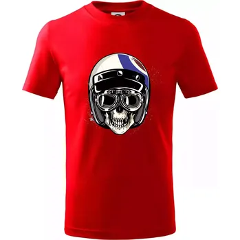 Chlapecké tričko Moto helma letec - Tričko dětské bavlněné - 98 cm / 2 roky ( Červená )