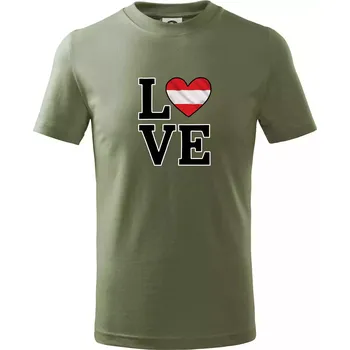 Love Rakouská vlajka - Tričko dětské bavlněné - 98 cm / 2 roky ( Khaki )