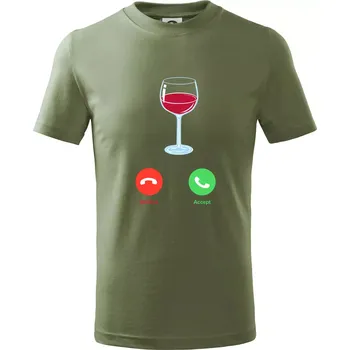 Víno volá (Pecka design) - Tričko dětské bavlněné - 98 cm / 2 roky ( Khaki )