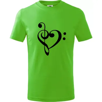 Houslový klíč srdce - Tričko dětské bavlněné - 98 cm / 2 roky ( Apple Green )