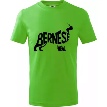 Bernese Mountain Dog nápis v těle - Tričko dětské bavlněné - 98 cm / 2 roky ( Apple Green )