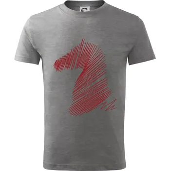 Kůň linky - Tričko dětské bavlněné - 98 cm / 2 roky ( Tmavě šedý melír )