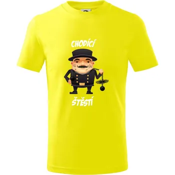 Kominík chodící štěstí - Tričko dětské bavlněné - 98 cm / 2 roky ( Citrónová )