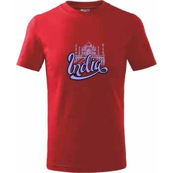 India Lettering - Tričko dětské bavlněné - 98 cm / 2 roky ( Červená )