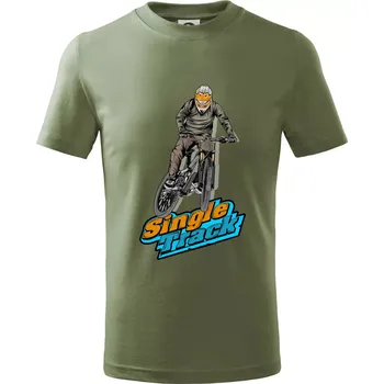 Dětská móda Single track jezdec - Tričko dětské bavlněné - 98 cm / 2 roky ( Khaki )