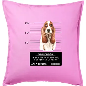 Polštář Baset - lump a darebák - Polštář 50x50 - 50x50 - Pouze potah ( Růžová )