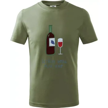 Šetřím vodu piju víno (studio-arte.cz) - Tričko dětské bavlněné - 98 cm / 2 roky ( Khaki )