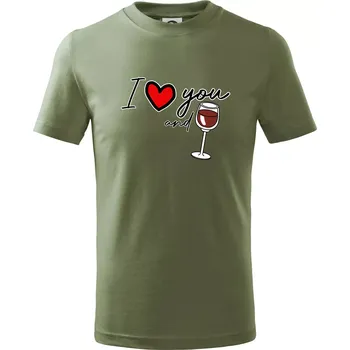 Chlapecké oblečení I love you and red wine - Tričko dětské bavlněné - 122 cm/6 let ( Khaki )