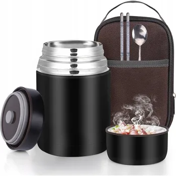 Termoska Termo nádoba o objemu 800 ml Termoska z nerezové oceli černá