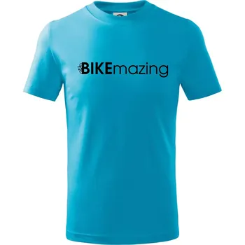 Chlapecké tričko Bike nápisy Bikemazing - Tričko dětské bavlněné - 98 cm / 2 roky ( Světlý tyrkys )