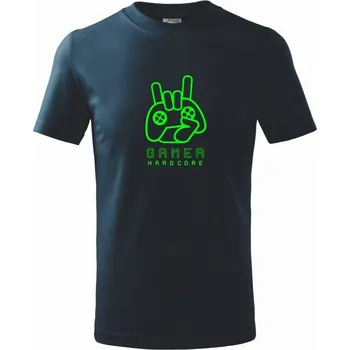 Chlapecké tričko Hardcore gamer - ruka - zelená - Tričko dětské bavlněné - 98 cm / 2 roky ( Námořní modrá (velmi tmavá - téměř černá) )