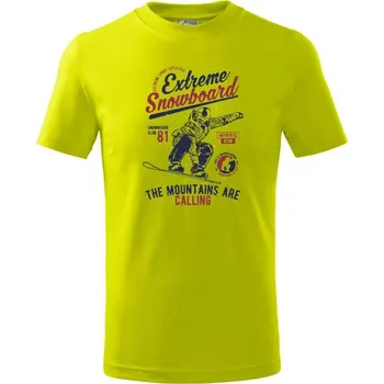 Chlapecké tričko Extreme Snowboard - Tričko dětské bavlněné - 98 cm / 2 roky ( Limetková )
