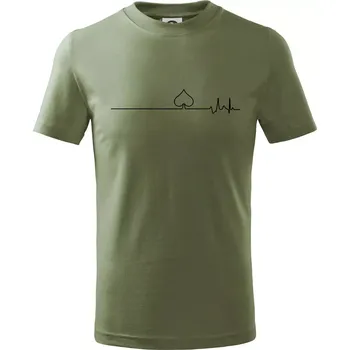 Poker EKG listy piky - Tričko dětské bavlněné - 98 cm / 2 roky ( Khaki )