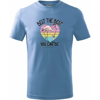 Chlapecké tričko Best the best plameňák - Tričko dětské bavlněné - 98 cm / 2 roky ( Azurově modrá )