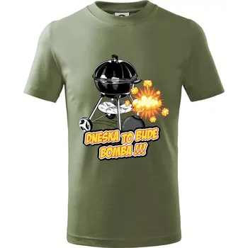 Chlapecké oblečení Dneska to bude bomba - Tričko dětské bavlněné - 98 cm / 2 roky ( Khaki )