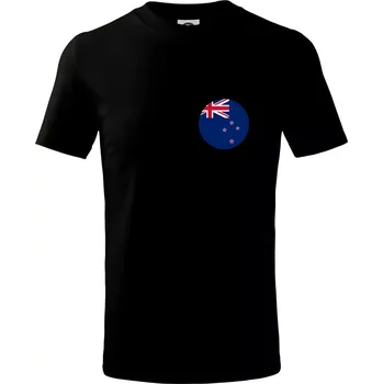 Chlapecké tričko Nový Zéland - Vlajka kulatá prso - Tričko dětské bavlněné - 98 cm / 2 roky ( Černá )