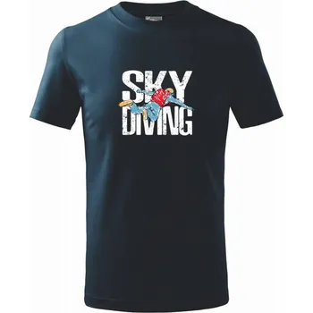 Skydiving nápis - Tričko dětské bavlněné - 98 cm / 2 roky ( Námořní modrá (velmi tmavá - téměř černá) )