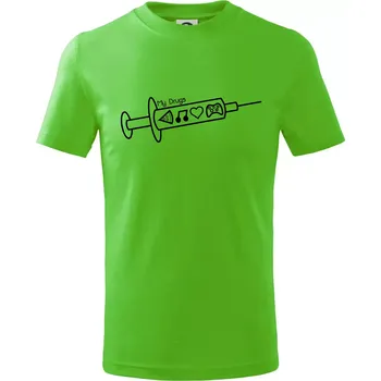 My Drugs - jídlo hudba - Tričko dětské bavlněné - 98 cm / 2 roky ( Apple Green )