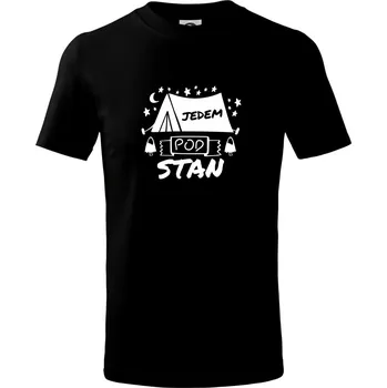 Chlapecké tričko Jedem pod stan - Tričko dětské bavlněné - 98 cm / 2 roky ( Černá )