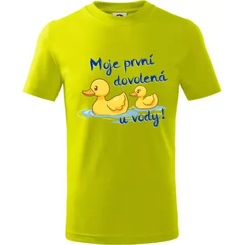 Moje první dovolená u vody - holčička - Tričko dětské bavlněné - 98 cm / 2 roky ( Limetková )