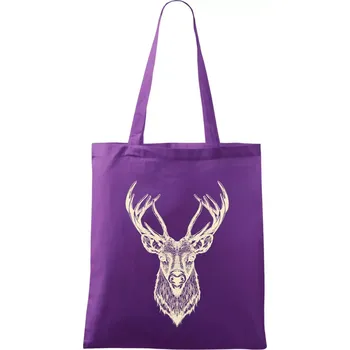 Nákupní taška Jelen kresba - Taška bavlněná - 42 x 38 cm ( Fialová )