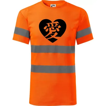 Pánské oblečení Láska japonština čínština - Triko reflexní - HV PROTECT - M ( Neonově oranžová )