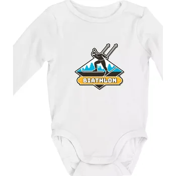 Biathlon logo - Body kojenecké s dlouhým rukávem - Dlouhý r. do 3 měs ( Bílá )