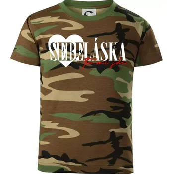 Sebeláska ta mi jde - Dětské maskáčové triko - 122 cm/6 let ( Hnědý maskáč )