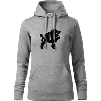 Dámská mikina Pudl - nápis v těle - Mikina dámská Cape s kapucí - XL ( Tmavě šedý melír )
