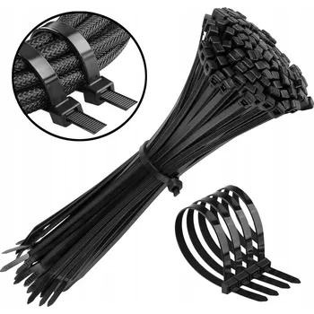 Stahovací páska Upínací pásky, černé stahovací pásky 300 x 3,6 mm 100 ks