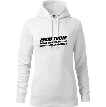 Dámská mikina Jsem tvoje žádné vracení - Mikina dámská Cape s kapucí - XS ( Bílá )