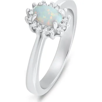 Prsten Brilio Silver Elegantní stříbrný prsten s opálem a zirkony RI106W 60 mm + 2 měsíce na vrácení zboží