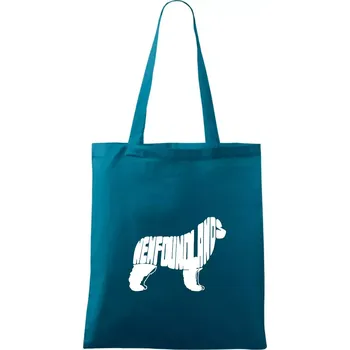 Novofundlandský pes - nápis v tělě - Taška bavlněná - 42 x 38 cm ( Petrolejová )