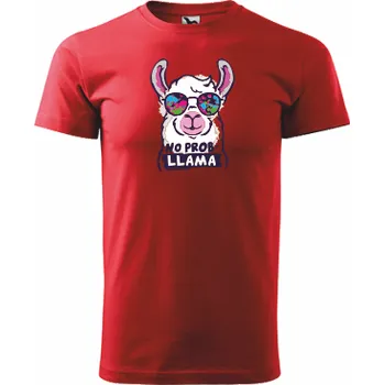 Pánské tričko ON-DESIGN Tričko s NO PROB-LLAMA Velikost: 110 cm/4 roky, Barva: červená