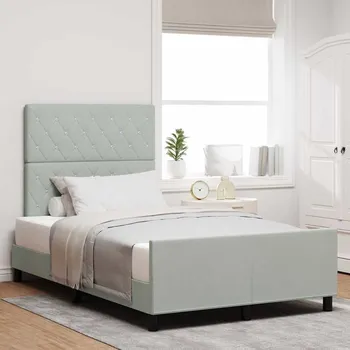 Postel vidaXL Postel s boxspringem s čelo Světle šedá 120 x 200 cm samet [3344867]