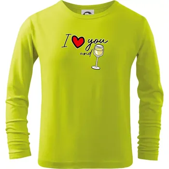 Chlapecké oblečení I love you and white wine - Triko dětské Long Sleeve - 104-110cm / 3-4 roky ( Limetková )