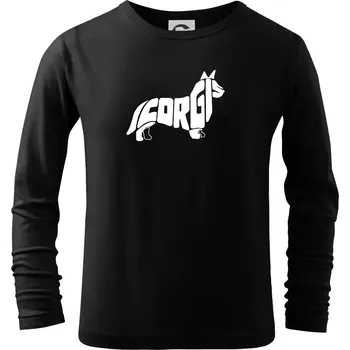 Chlapecké tričko Corgi - nápis v těle - Triko dětské Long Sleeve - 122 cm/6 let ( Černá )