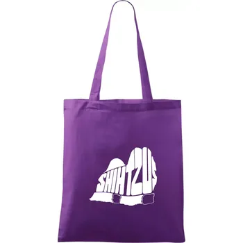 Shih-tzu - nápis v těle - Taška bavlněná - 42 x 38 cm ( Fialová )