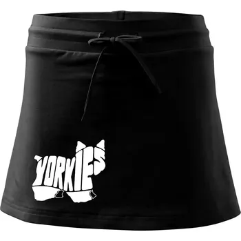 Dámská sukně Jorkšírský teriér - Yorkie - Nápis v těle - Sportovní sukně - two in one - XL ( Černá )