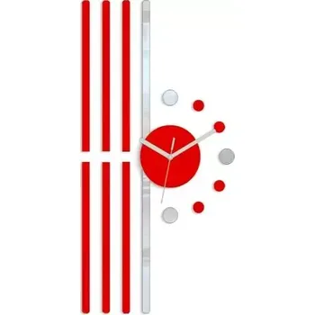 Hodiny 3D nalepovací hodiny Line červené