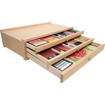 MontMarte Dřevěný organizér na stůl č. 0008 - 3 zásuvky (25,5 x 10 x 40 cm) - papírový obal