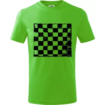 Chlapecké tričko Šachovnice černá kreslená - Tričko dětské bavlněné - 98 cm / 2 roky ( Apple Green )