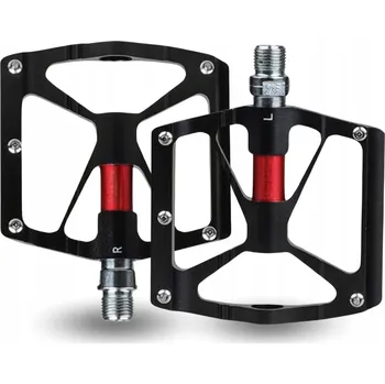 Pedál na kolo Platformové pedály Gearox HLINÍKOVÉ PEDÁLY NA KOLO ČERNO-ČERVENÉ černé