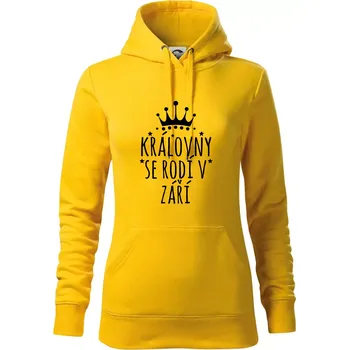 Dámská mikina Královny se rodí v září - Mikina dámská Cape s kapucí - XL ( Žlutá )
