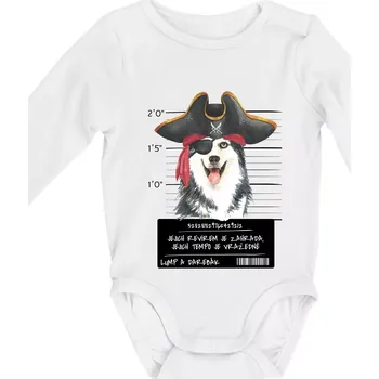 Dětská móda Lump a darebák husky - Body kojenecké s dlouhým rukávem - Dlouhý r. do 3 měs ( Bílá )