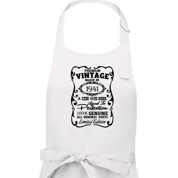 Kuchyňská zástěra Vintage Etiketa - 1941 - Pánská zástěra na vaření - Univerzální velikost ( Bílá )