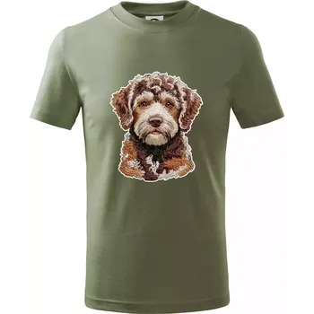 Chlapecké oblečení Lagotto romagnolo vyšívaná hlava - Tričko dětské bavlněné - 98 cm / 2 roky ( Khaki )