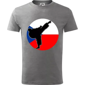 Chlapecké tričko Karate CZ vlajka - Tričko dětské bavlněné - 98 cm / 2 roky ( Tmavě šedý melír )