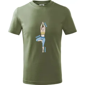 Calm yoga power (Radek Pilař ART) - Tričko dětské bavlněné - 98 cm / 2 roky ( Khaki )